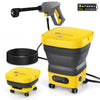 Portable Foldable Pressure Washer with 3.7Gal Tank & Wheels, Max 820PSI Cordless Electric Power Washer, 10FT Hose, 6-in-1 Nozzle for Car Washing, Outdoor & Indoor Cleaning, Pets (Bare Tool)