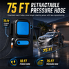 Wall-Mounted Pressure Washer, 3200 MAX PSI 3.2GPM Electric Car Washer with 4 Quick Connect Nozzles Tips, 75FT Retractable Pressure Water Hose Remote Control, for Cars, Driveways, Outdoor Rugs