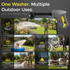 Portable Foldable Pressure Washer with 3.7Gal Tank & Wheels, Max 820PSI Cordless Electric Power Washer, 10FT Hose, 6-in-1 Nozzle for Car Washing, Outdoor & Indoor Cleaning, Pets (Bare Tool)