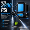 Wall-Mounted Pressure Washer, 3200 MAX PSI 3.2GPM Electric Car Washer with 4 Quick Connect Nozzles Tips, 75FT Retractable Pressure Water Hose Remote Control, for Cars, Driveways, Outdoor Rugs