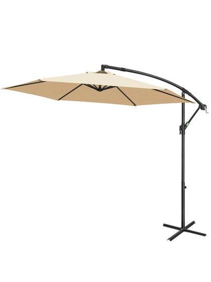 10FT FRUITEAM Offset Hanging Patio Umbrella, Beige