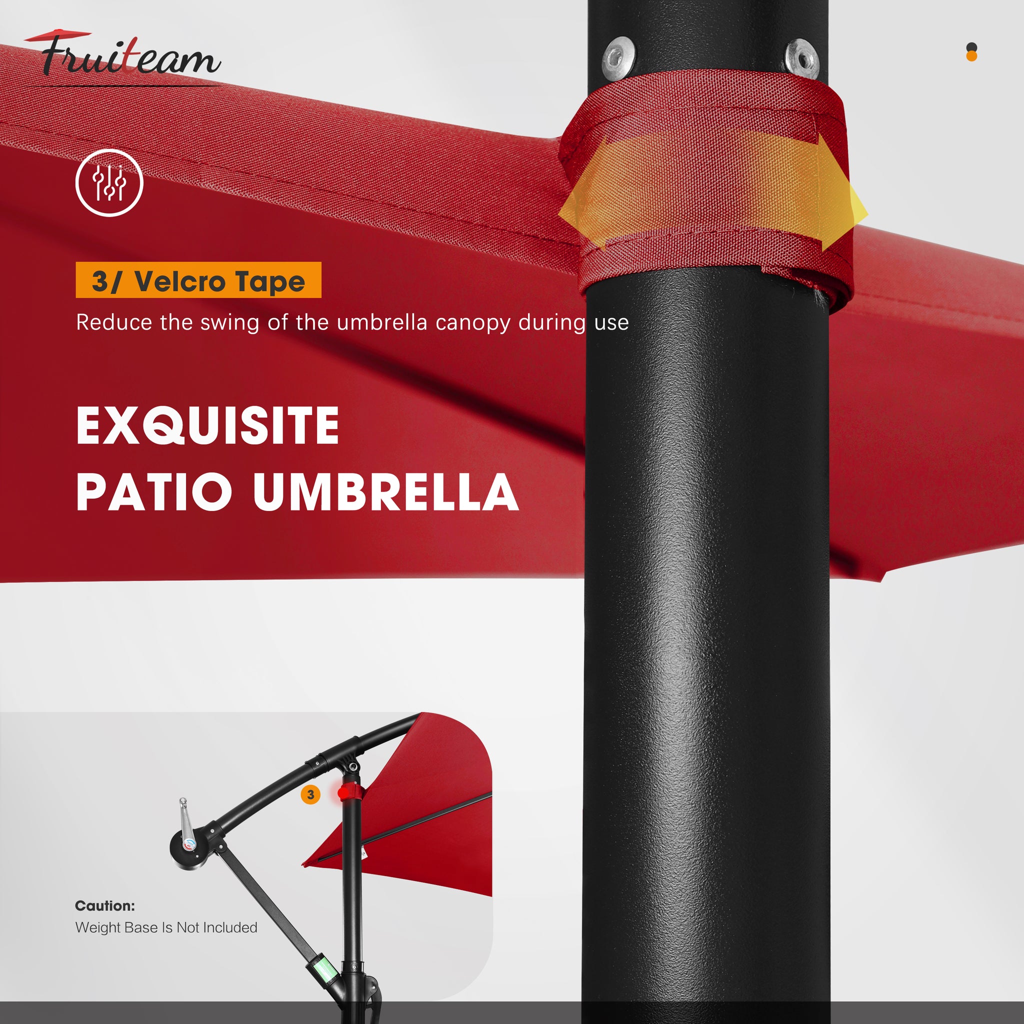 10ft FRUITEAM Offset Hanging Patio Umbrella, Red