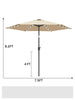 7 1/2ft FRUITEAM 24 LED Lighted Solar Umbrella, Beige