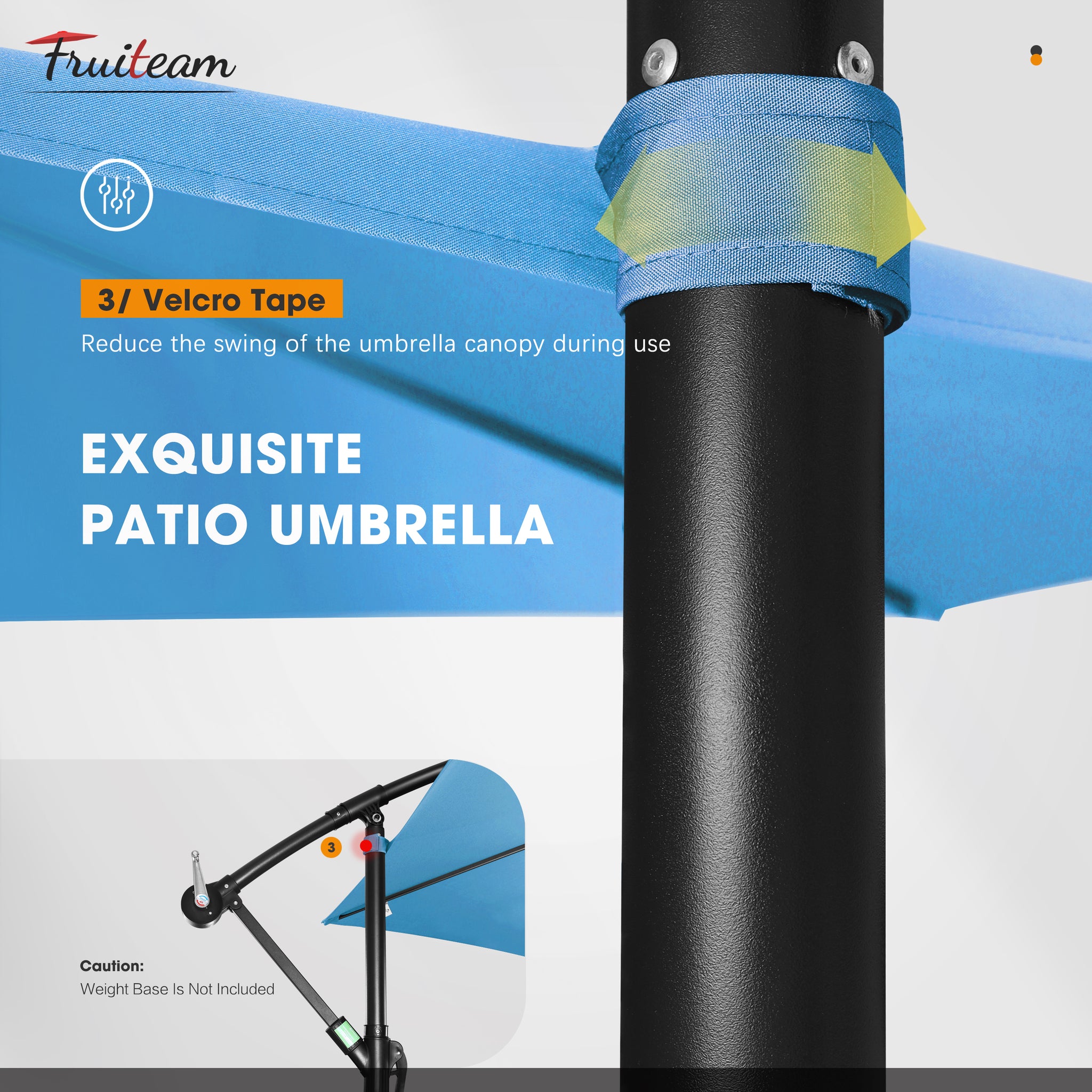 10ft FRUITEAM Offset Hanging Patio Umbrella, Sky Blue