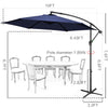 10ft FRUITEAM Offset Hanging Patio Umbrella, Navy
